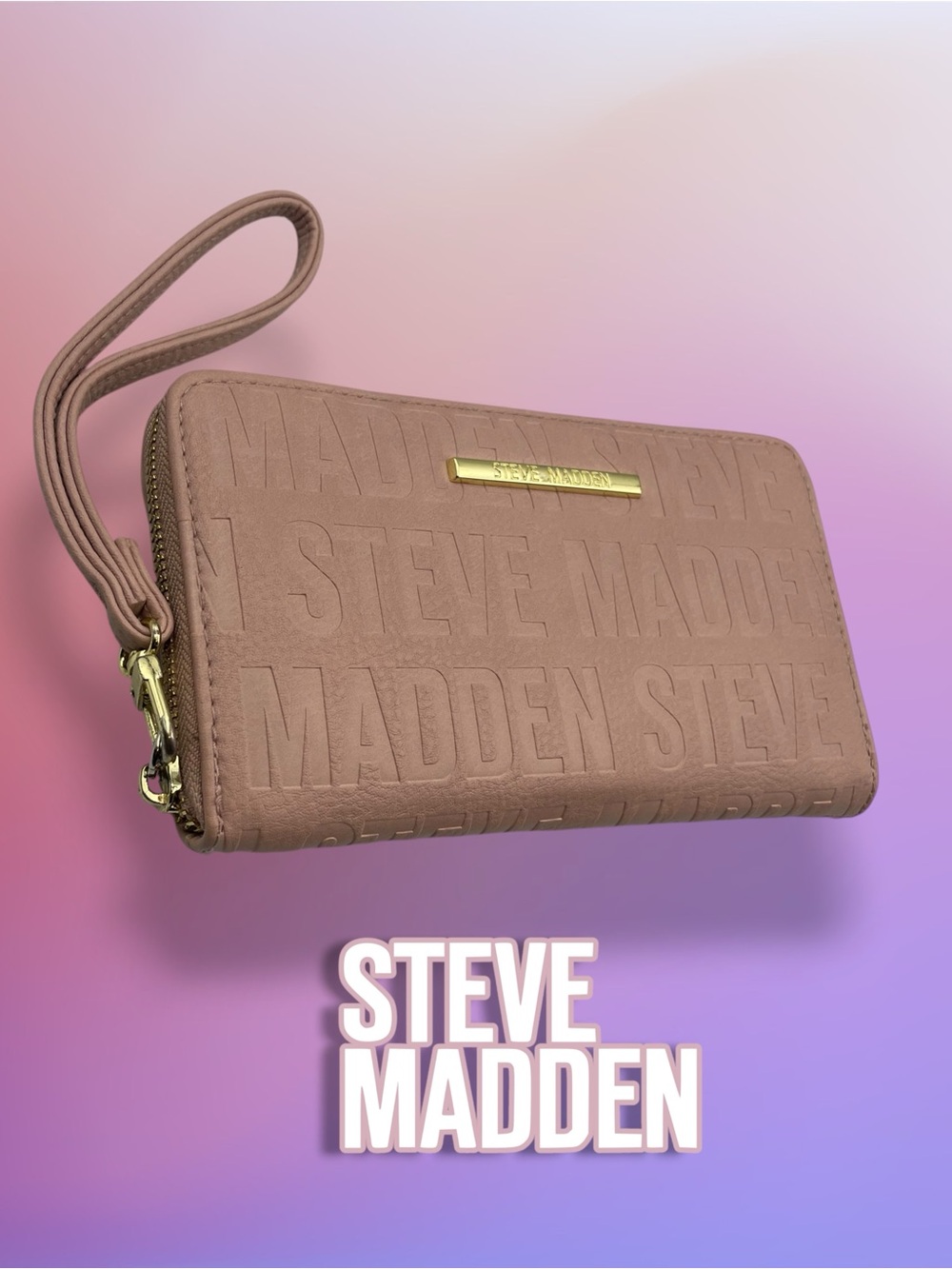 Steve Madden Mauve Pink Embossed Wristlet Wallet